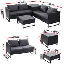 Load image into Gallery viewer, Gardeon Outdoor Sofa Furniture Garden Couch Lounge Set Wicker Table Chair Black
