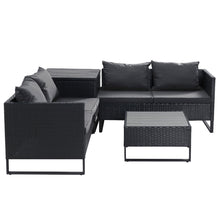 Load image into Gallery viewer, Gardeon Outdoor Sofa Furniture Garden Couch Lounge Set Wicker Table Chair Black
