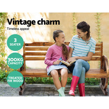 Load image into Gallery viewer, Gardeon Garden Bench Wooden Wagon Chair 3 Seat Outdoor Furniture Backyard Lounge
