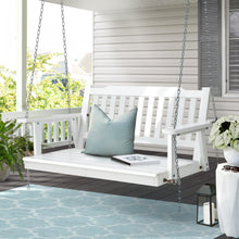 Load image into Gallery viewer, Outdoor White Porch Swing Chair with Chain Garden Bench
