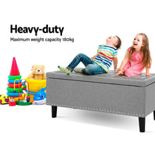 Load image into Gallery viewer, Artiss Storage Ottoman Blanket Box Linen Fabric Chest Foot Stool Toy Bench Grey
