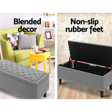 Load image into Gallery viewer, Artiss Storage Ottoman Blanket Box Linen Fabric Chest Foot Stool Toy Bench Grey
