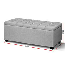 Load image into Gallery viewer, Tufted Grey Storage Ottoman
