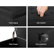 Load image into Gallery viewer, Artiss Storage Ottoman Blanket Box Black Fabric
