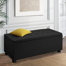 Load image into Gallery viewer, Artiss Storage Ottoman Blanket Box Black Fabric

