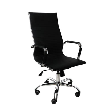 Office Chair Gaming Chair Home Work Study PU Mat Seat High-Back Computer Black-The White Mall-The White Mall