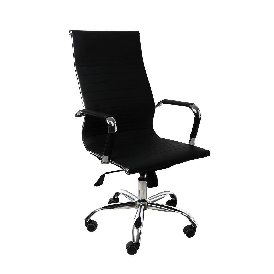 Office Chair Gaming Chair Home Work Study PU Mat Seat High-Back Computer Black-The White Mall-The White Mall