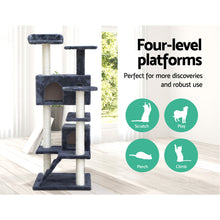 Load image into Gallery viewer, i.Pet Cat Tree 134cm Trees Scratching Post Scratcher Tower Condo House Furniture Wood Grey
