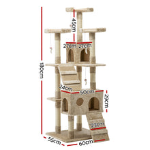 Load image into Gallery viewer, i.Pet Cat Tree 180cm Trees Scratching Post Scratcher Tower Condo House Furniture Wood Beige
