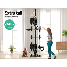 Load image into Gallery viewer, i.Pet Cat Tree 260cm Trees Scratching Post Scratcher Tower Condo House Furniture Wood
