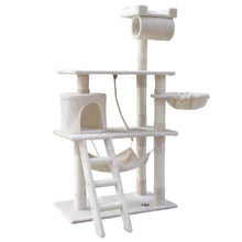 Load image into Gallery viewer, i.Pet Cat Tree 141cm Trees Scratching Post Scratcher Tower Condo House Furniture Wood Beige
