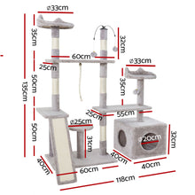 Load image into Gallery viewer, i.Pet Cat Tree Scratching Post Scratcher Tower Condo House Grey 135cm
