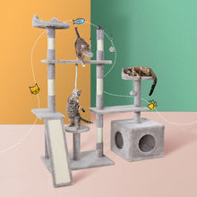 Load image into Gallery viewer, i.Pet Cat Tree Scratching Post Scratcher Tower Condo House Grey 135cm
