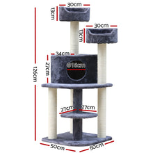 Load image into Gallery viewer, i.Pet Cat Tree Trees Scratching Post Scratcher Tower Condo House Grey 126cm

