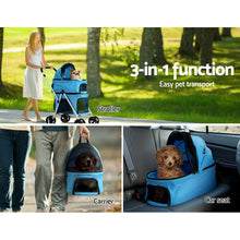 Load image into Gallery viewer, i.Pet Pet Stroller Dog Pram Large Cat Carrier Travel Foldable 4 Wheels Double
