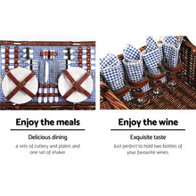 Load image into Gallery viewer, Alfresco 4 Person Picnic Basket Handle Outdoor Insulated with Blanket
