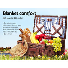 Load image into Gallery viewer, Alfresco 4 Person Picnic Basket Handle Outdoor Insulated with Blanket
