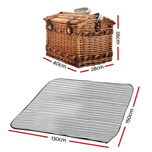 Load image into Gallery viewer, Alfresco 4 Person Picnic Basket Outdoor Insulated with Blanket
