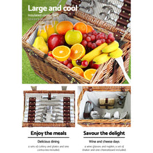 Load image into Gallery viewer, Alfresco 4 Person Picnic Basket Outdoor Insulated with Blanket
