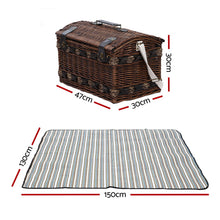Load image into Gallery viewer, Alfresco 4 Person Picnic Basket Wicker Outdoor Insulated with Blanket
