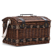 Load image into Gallery viewer, Alfresco 4 Person Picnic Basket Wicker Outdoor Insulated with Blanket
