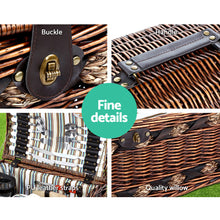 Load image into Gallery viewer, Alfresco 4 Person Picnic Basket Wicker Outdoor Insulated with Blanket
