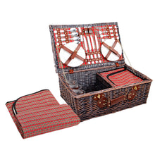 Load image into Gallery viewer, Alfresco 4 Person Picnic Basket Wicker Set Outdoor Insulated with Blanket
