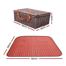 Load image into Gallery viewer, Alfresco 4 Person Picnic Basket Wicker Set Outdoor Insulated with Blanket
