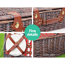 Load image into Gallery viewer, Alfresco 4 Person Picnic Basket Wicker Set Outdoor Insulated with Blanket
