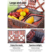 Load image into Gallery viewer, Alfresco 4 Person Picnic Basket Wicker Set Outdoor Insulated with Blanket
