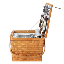 Load image into Gallery viewer, Alfresco Picnic Basket Set Wooden Cooler Bag 4 Person Outdoor Insulated Liquor
