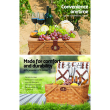 Load image into Gallery viewer, Alfresco Picnic Basket Set Wooden Cooler Bag 4 Person Outdoor Insulated Liquor
