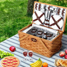 Load image into Gallery viewer, Alfresco Picnic Basket Set Wooden Cooler Bag 4 Person Outdoor Insulated Liquor
