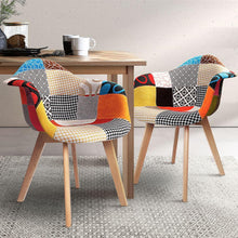 Load image into Gallery viewer, Patchwork Artistic 70s Style Set of 2 Dining Chairs-Furniture-The White Mall
