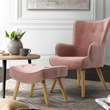 Load image into Gallery viewer, Pink Artiss Armchair &amp; Ottoman-Furniture-The White Mall
