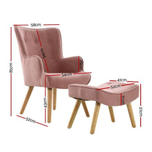 Load image into Gallery viewer, Pink Artiss Armchair &amp; Ottoman-Furniture-The White Mall
