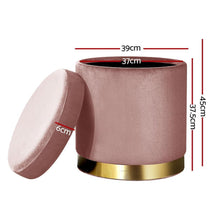 Load image into Gallery viewer, Pink Velvet Poufe Storage Ottoman-Furniture-The White Mall
