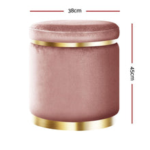 Load image into Gallery viewer, Pink Velvet Pouffee Ottoman-Furniture-The White Mall
