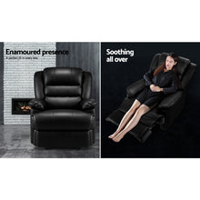 Load image into Gallery viewer, Artiss Recliner Chair Armchair Luxury Single Lounge Leather Black Cinema
