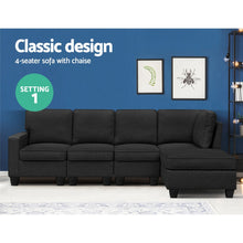 Load image into Gallery viewer, Artiss Sofa Lounge Set 5 Seater Modular Couch Dark Grey
