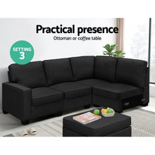 Load image into Gallery viewer, Artiss Sofa Lounge Set 5 Seater Modular Couch Dark Grey
