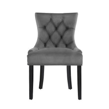 Load image into Gallery viewer, Set of 2 Grey Modern French Provincial Velvet Dining Chairs-Furniture-The White Mall
