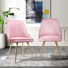 Load image into Gallery viewer, Set of 2 Pink Velvet Dining Chairs-Dining Chairs-The White Mall
