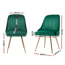 Load image into Gallery viewer, Set of 2 Stylish Green Retro Modern Velvet Dining Chairs-Dining Chairs-The White Mall
