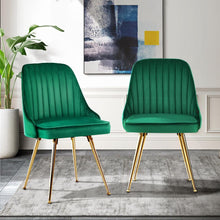 Load image into Gallery viewer, Set of 2 Stylish Green Retro Modern Velvet Dining Chairs-Dining Chairs-The White Mall
