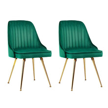 Load image into Gallery viewer, Artiss Set of 2 Dining Chairs Retro Chair Cafe Kitchen Modern Metal Legs Velvet Green
