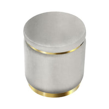 Load image into Gallery viewer, Silver Round Velvet Ottoman Pouffe-Furniture-The White Mall
