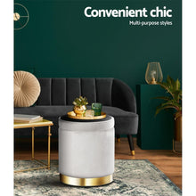 Load image into Gallery viewer, Silver Velvet Storage Ottoman Foot Stool Pouffe Grey-Furniture-The White Mall
