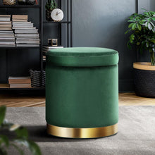 Load image into Gallery viewer, Storage Ottoman Round Velvet Foot Stool Pouffe-Furniture-The White Mall
