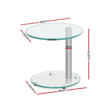 Load image into Gallery viewer, Artiss Side Coffee Table Bedside Furniture Oval Tempered Glass Top 2 Tier

